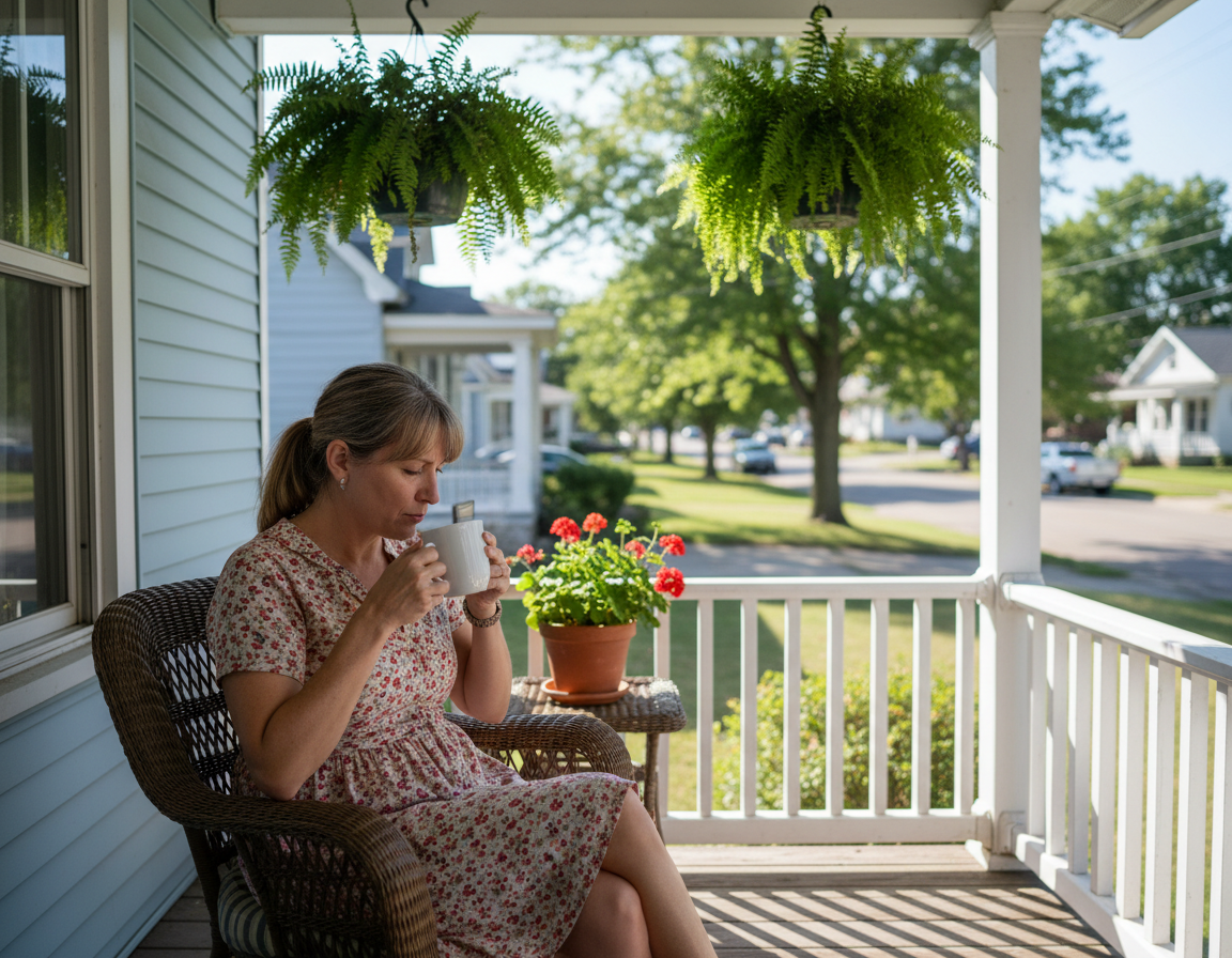Ohio landlord standing on the front porch of a rental home